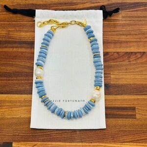 Lizzie Fortunato Umi Necklace in Light Blue with Pearls
